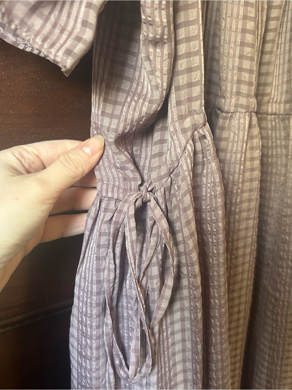 Madewell Purple Plaid Square Neck Tiered Textured Seersucker Midi Size Medium - Picture 9 of 12